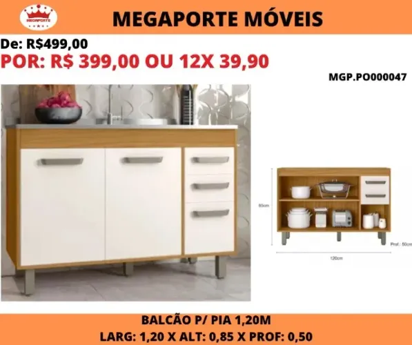BALCÃO DE PIA 1,20
