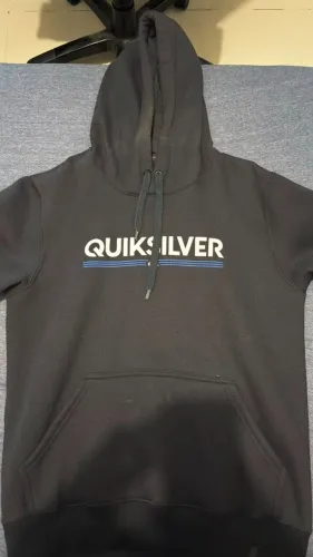 Moletom Quiksilver Original Preto com Capuz - Tamanho GG Infantil/Juvenil