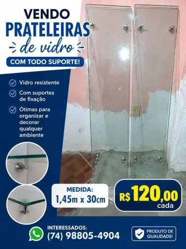 Vende prateleira de vidro com suporte