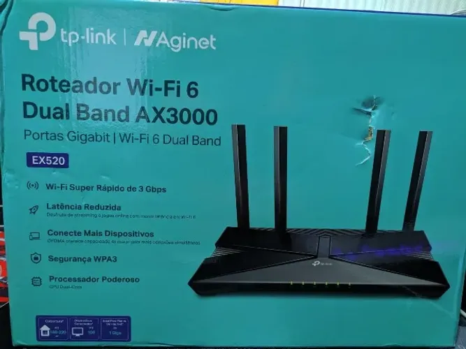 Roteador TP-Link EX520 Wi-Fi 6 AX3000 Dual Band Gigabit 4 Antenas High-Gain