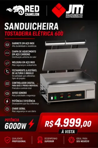SANDUICHEIRA TOSTADEIRA ELÉTRICA 600