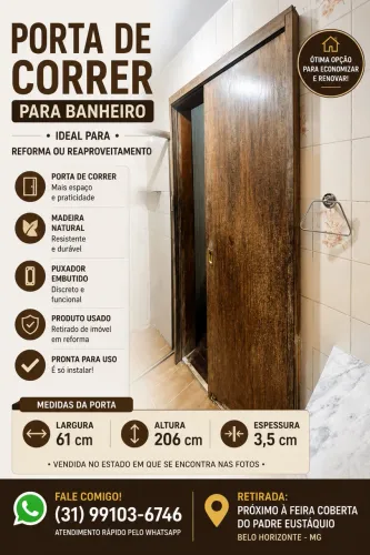 Porta de Correr em Madeira - 61 x 206 cm