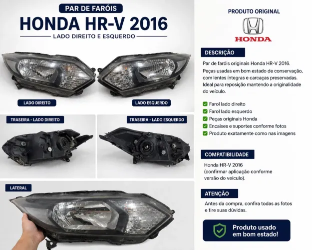 Par Farol dianteiros Hrv 2015-2017