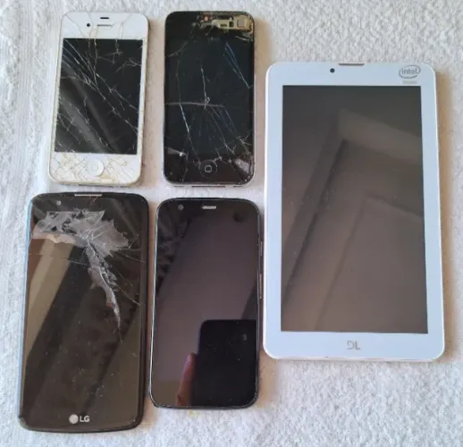 4 celulares e 1 tablet para retirada de peças iPhone4 MotoG1 LG K10