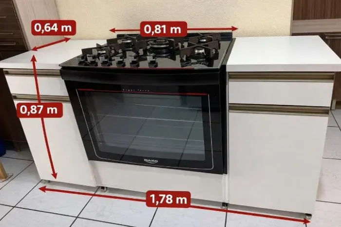 Fogão de embutir 5 bocas - tripla chamas + móvel sob medida