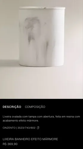 Cesto de lixo mármore Zara home