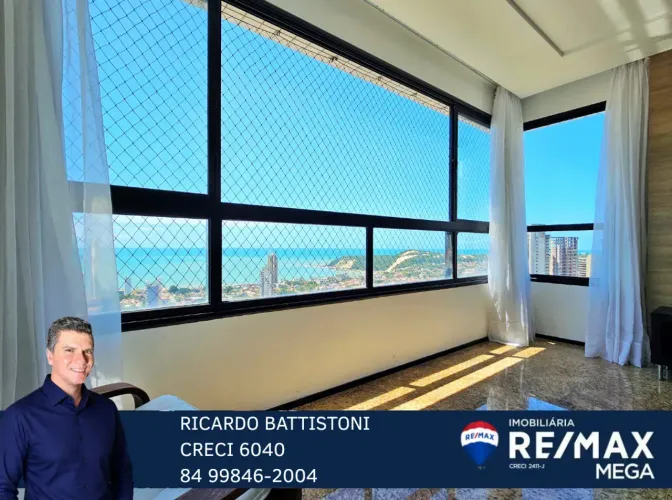 Lindo apart. mobiliado no Ed. Studio da Praia em Ponta Negra com vista mar e Morro do Care