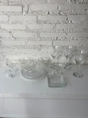 Rf451 Kit Cristal Elegante Taças Potes Doceira Frios e Sobremesas