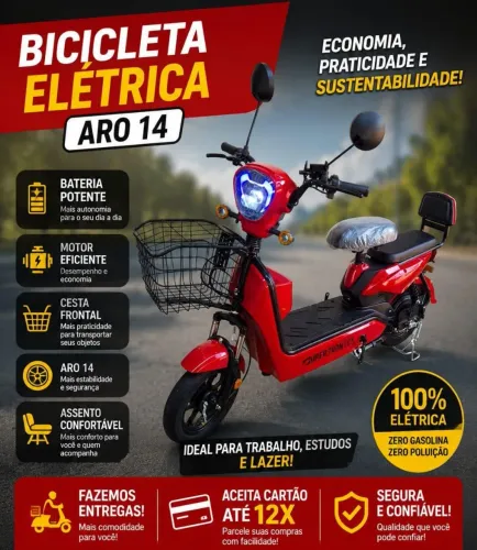 Bicicletas elétricas aro 14 modelos 2026