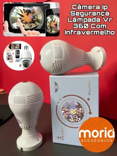 Câmera Ip Segurança Lâmpada Vr 360 Com Infravermelho