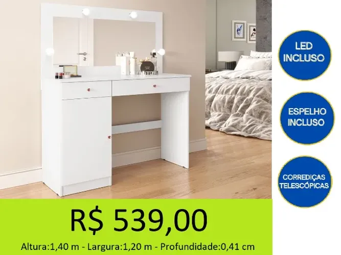 Penteadeira novidade com luz de led - retire hoje mesmo