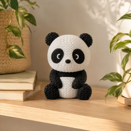 ESCULTURA PANDA EFEITO CROCHE