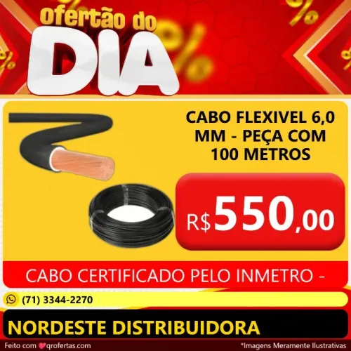 ANTI - CHAMAS - FIO CABO FLEXIVEL 6,0 MM COM CERTIFICADO DO INMETRO - CABINHO 6,0 MM