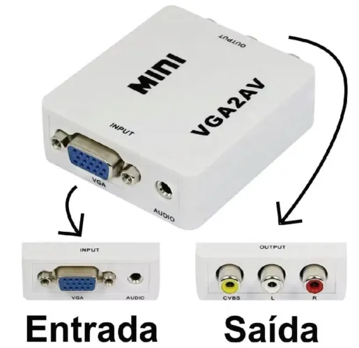 Conversor adaptador vga para rca av de áudio e vídeo 