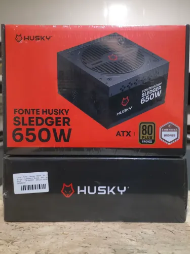 Fonte Husky Sledger 650W 80 Plus Bronze / Cybenetics - PFC Ativo Bivolt - Nova e Lacrada