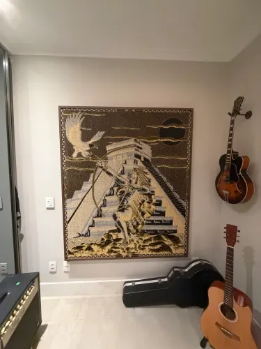 Quadro em tecido moldura madeira México