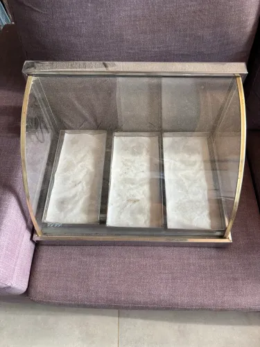 Estufa de inox para salgados com 3 bandeijas.
