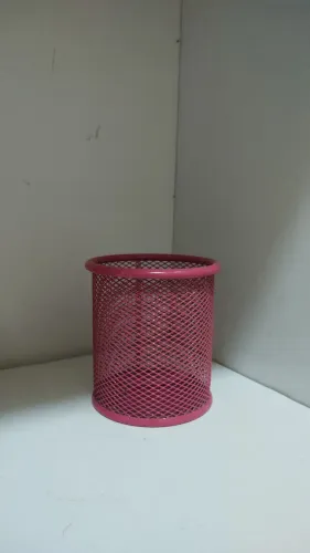 Porta lápis metálico rosa