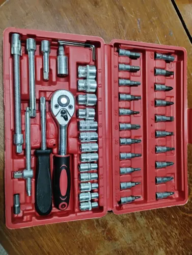 Jogo de soquete 1/4" com 46 peças
