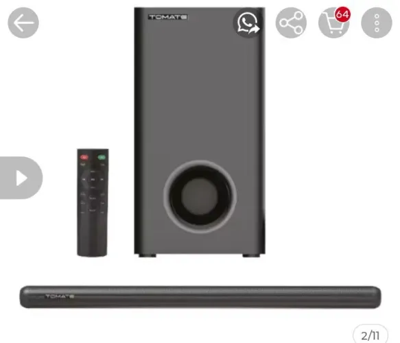 Soundbar Subwoofer 180w Bluetooth 3.1 Canais Tomate MTS-2037