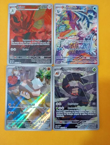 4 cartas Pokémon ilustração rara 