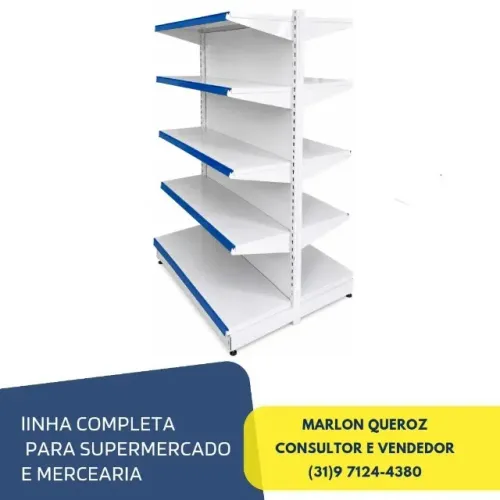 Gôndola de Centro Branca com Porta Etiqueta Polar