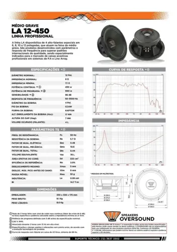 Alto Falante Oversound La 12/450. 4 unidades na caixa R$ 900,00 CADA