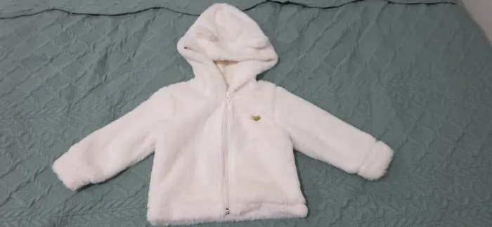 Casaco Infantil de Pelúcia Branco com Capuz - Trick Nick Tam. 1