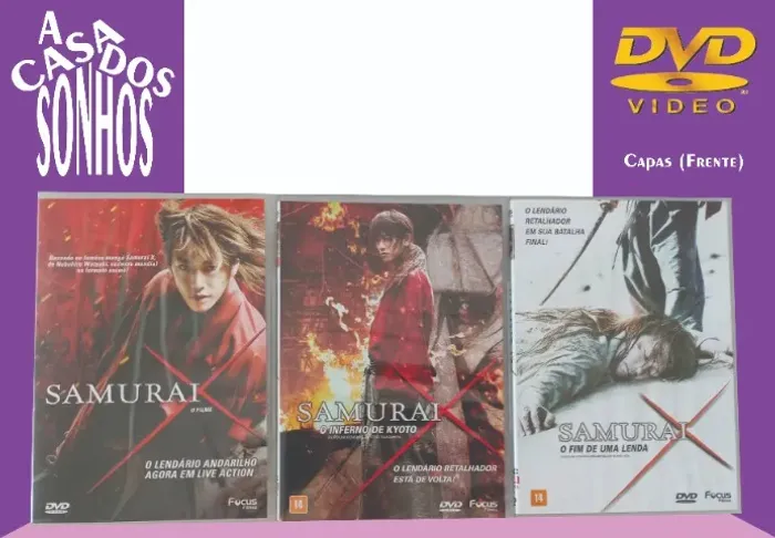 Lote DVD Trilogia Samurai X 3 Filmes - 3 Discos