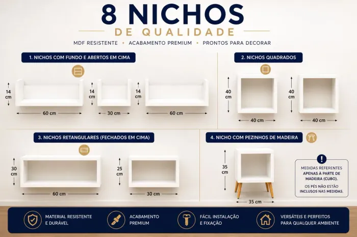 Nichos de Madeira de MDF Brancos 50 reais cada aceito negociação 