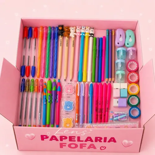 Kit Papelaria Fofa +50 Itens Sortidos | Revenda ou Uso Pessoal