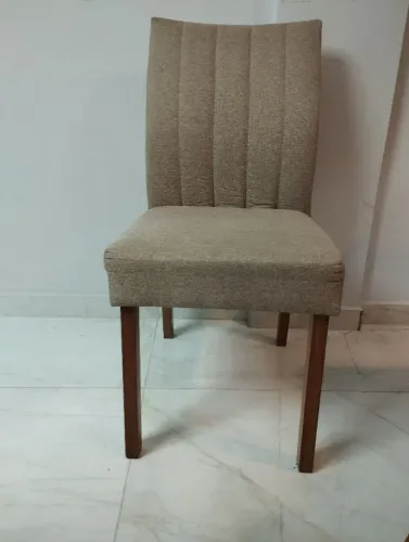 Cadeira de jantar de linho bege cj 8