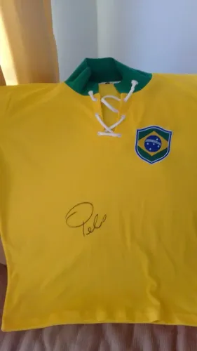 Camisa Seleção Brasileira Autografado Pele