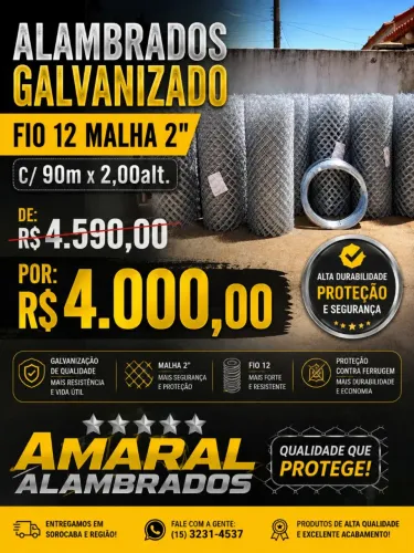 Alambrados galvanizado e revestido de PVC