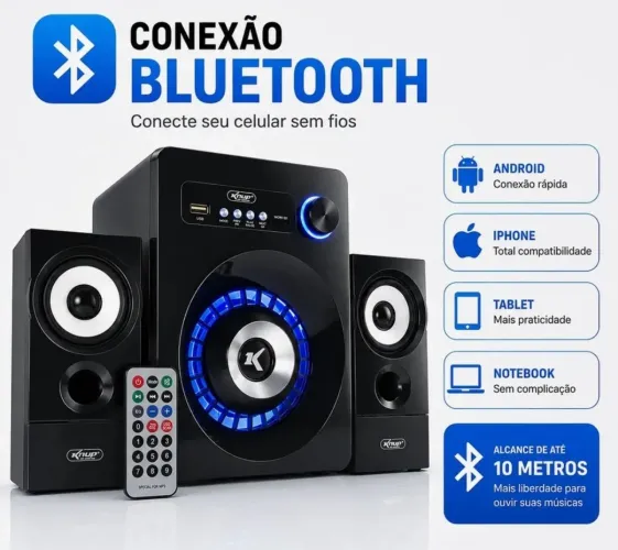 Micro system Caixa de som Bluetooth amplificada home theater 16w subwoofer