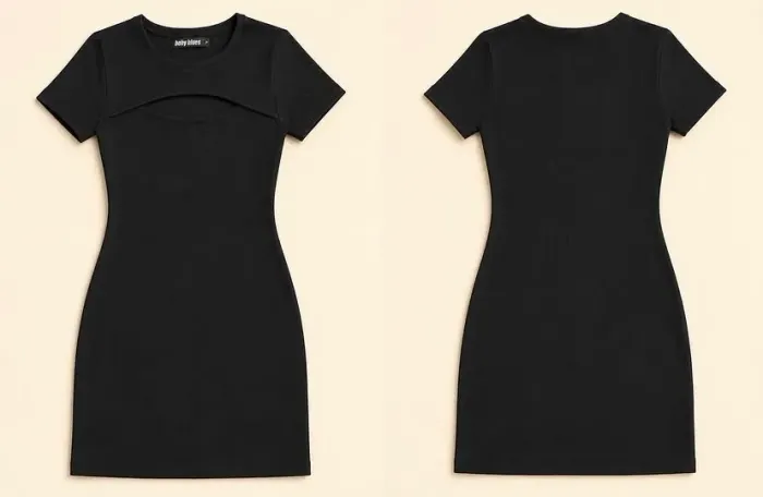 VESTIDO TUBINHO CANELADO PRETO