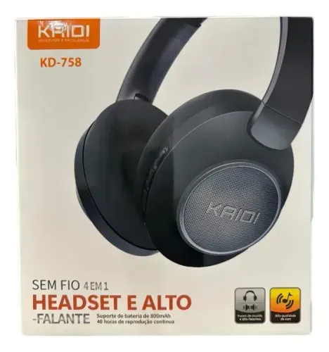 Headset Multifuncional Kaidi Kd-758 Conexão Bluetooth 40hrs