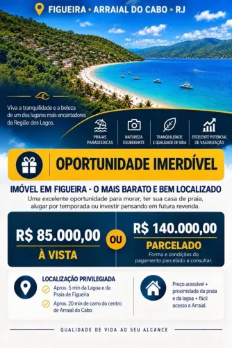 CASA À VENDA SÓ 85.000,00 À VISTA - ARRAIAL DO CABO