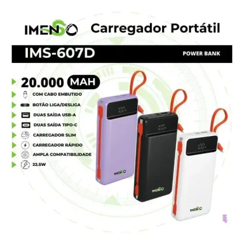 Carregador Power Bank Portátil 20.000