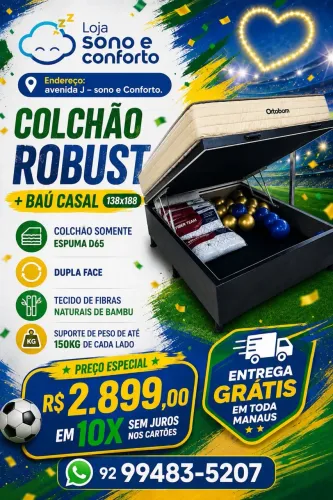Cama baú casal com colchão de espuma d65