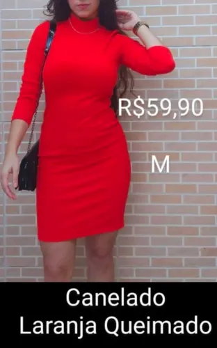 Lindo Vestido Laranja Canelado M