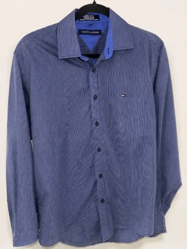 Camisa Tommy Hilfiger vintage Made in USA 15/36 azul