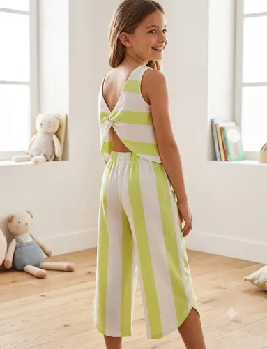 Conjunto infantil tam 10 listras branco e verde Zara