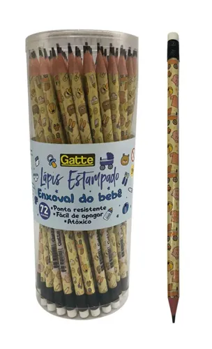 Lapis grafite estampado enxoval do bebe c/72pçs 10011 gatte