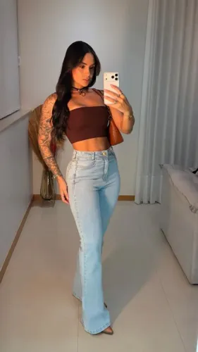 Top Faixa Poliamida Marrom