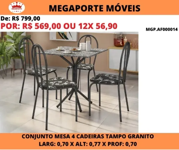MESA DE GRANITO 4 LUGARES