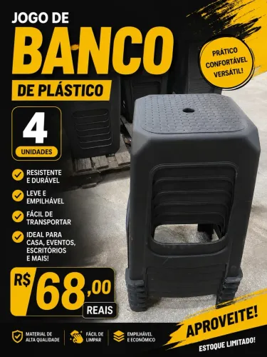 Conjunto de 4 bancos Preto