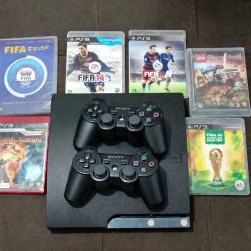 ? PS3 Slim + 2 Controles + Jogos Originais - Ótimo Estado