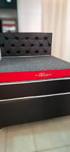 Cama box mais colchão separado em espuma firme D33 casal firme e dupla face! 