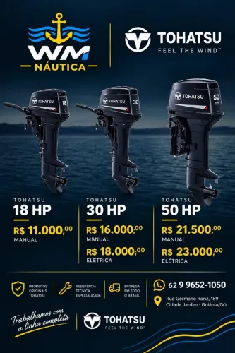 Motor de Popa Tohatsu do 5hp ao 50hp 2 tempos